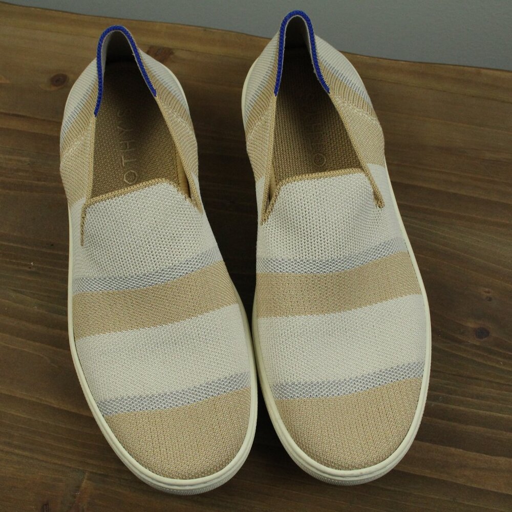 Rothy's The Sneaker Birch Stripe Stretch Knit Slip On Flat Sneakers 7.5